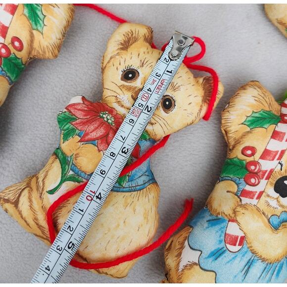 Lot 8 Vintage Fabric Stuffy Ornaments Mouse Mice Candy Cane - Picture 5 of 6